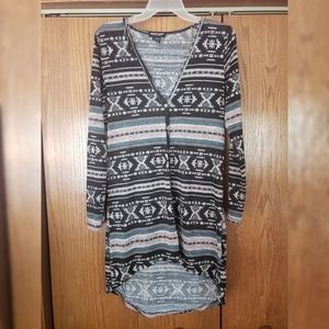 Tribal print button down tunic